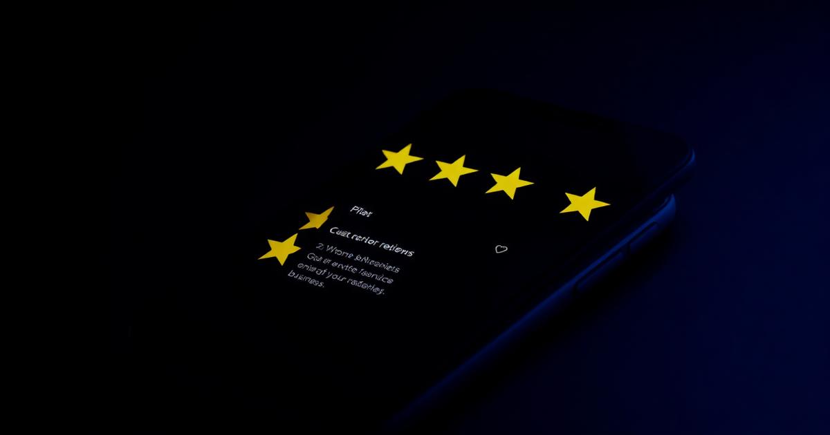Smartphone showing five-star customer reviews for a home service business