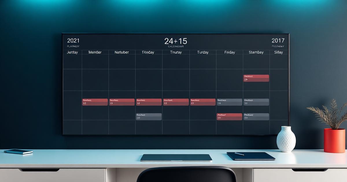 Digital planning calendar showing yearly job bookings across seasons
